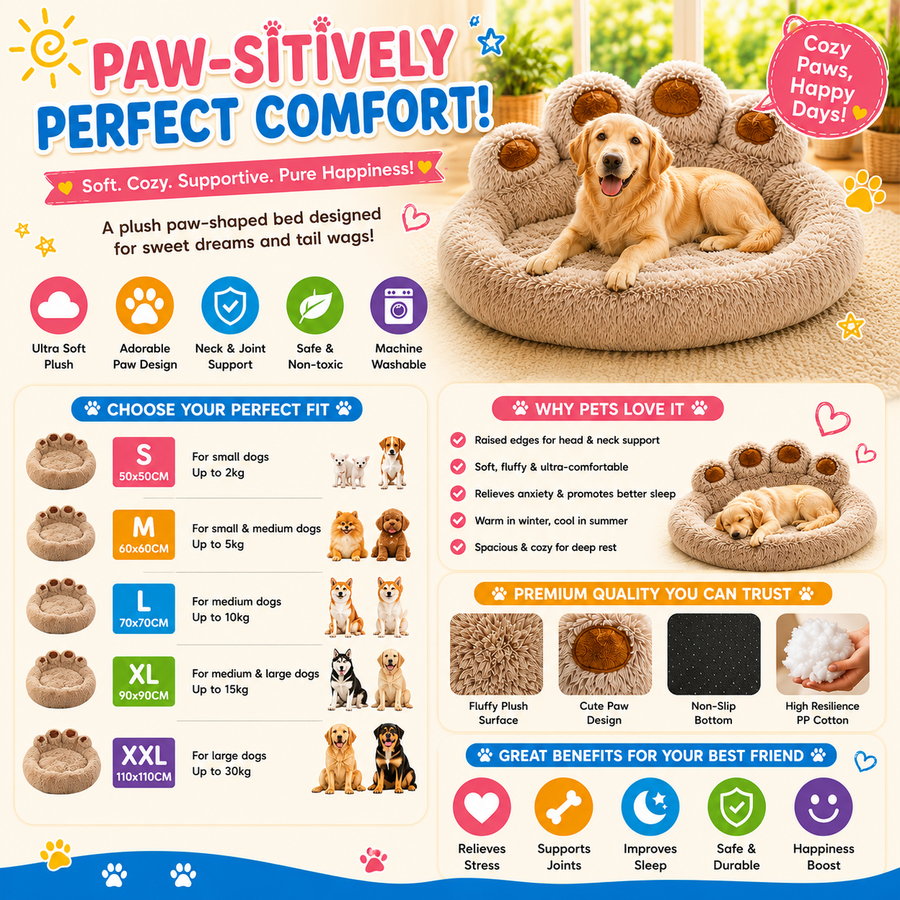 Calming Plush Paw Dog Bed