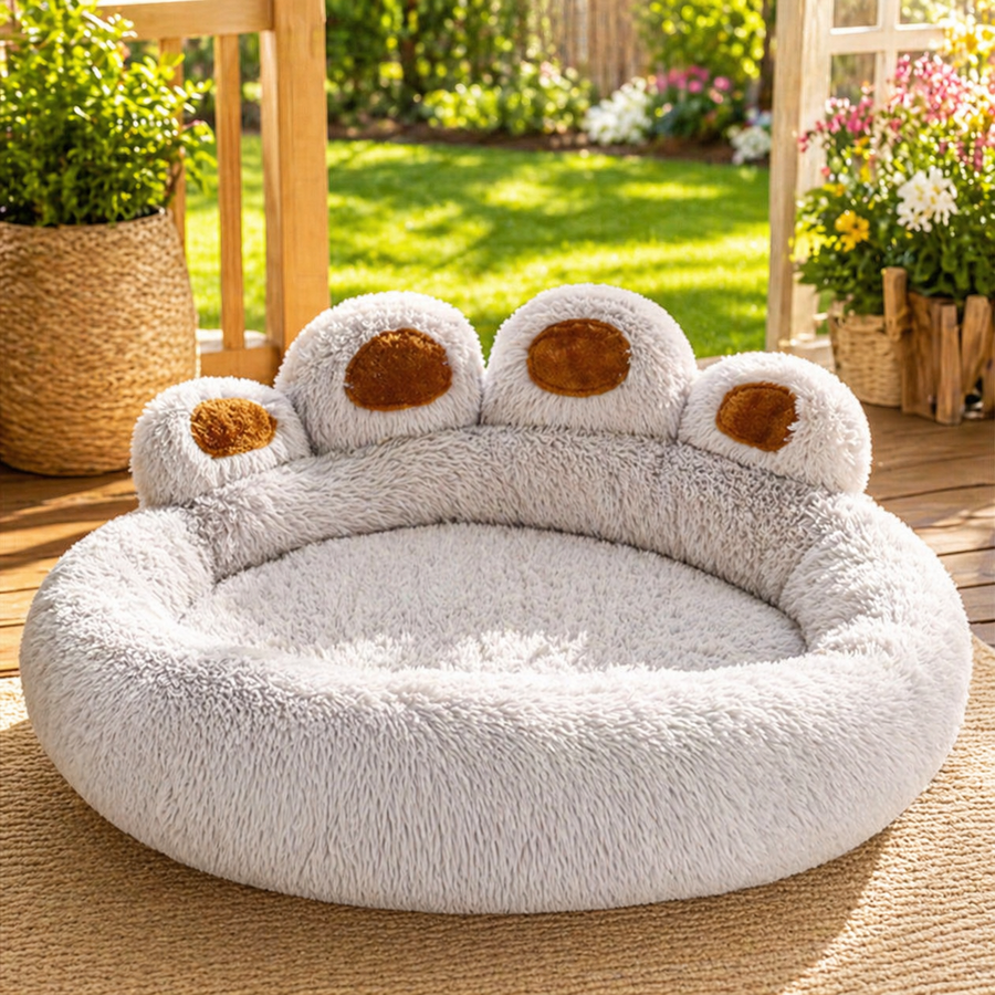 Calming Plush Paw Dog Bed