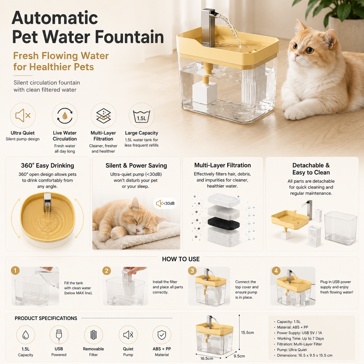 Automatic Pet Water Fountain