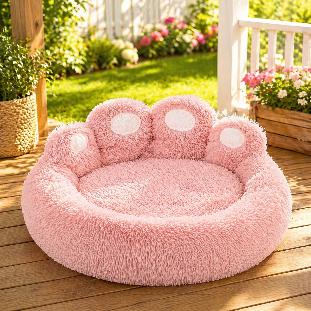 Calming Plush Paw Dog Bed