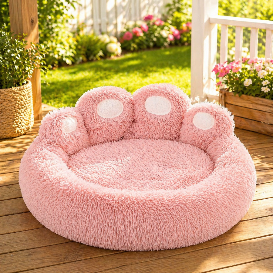 Calming Plush Paw Dog Bed