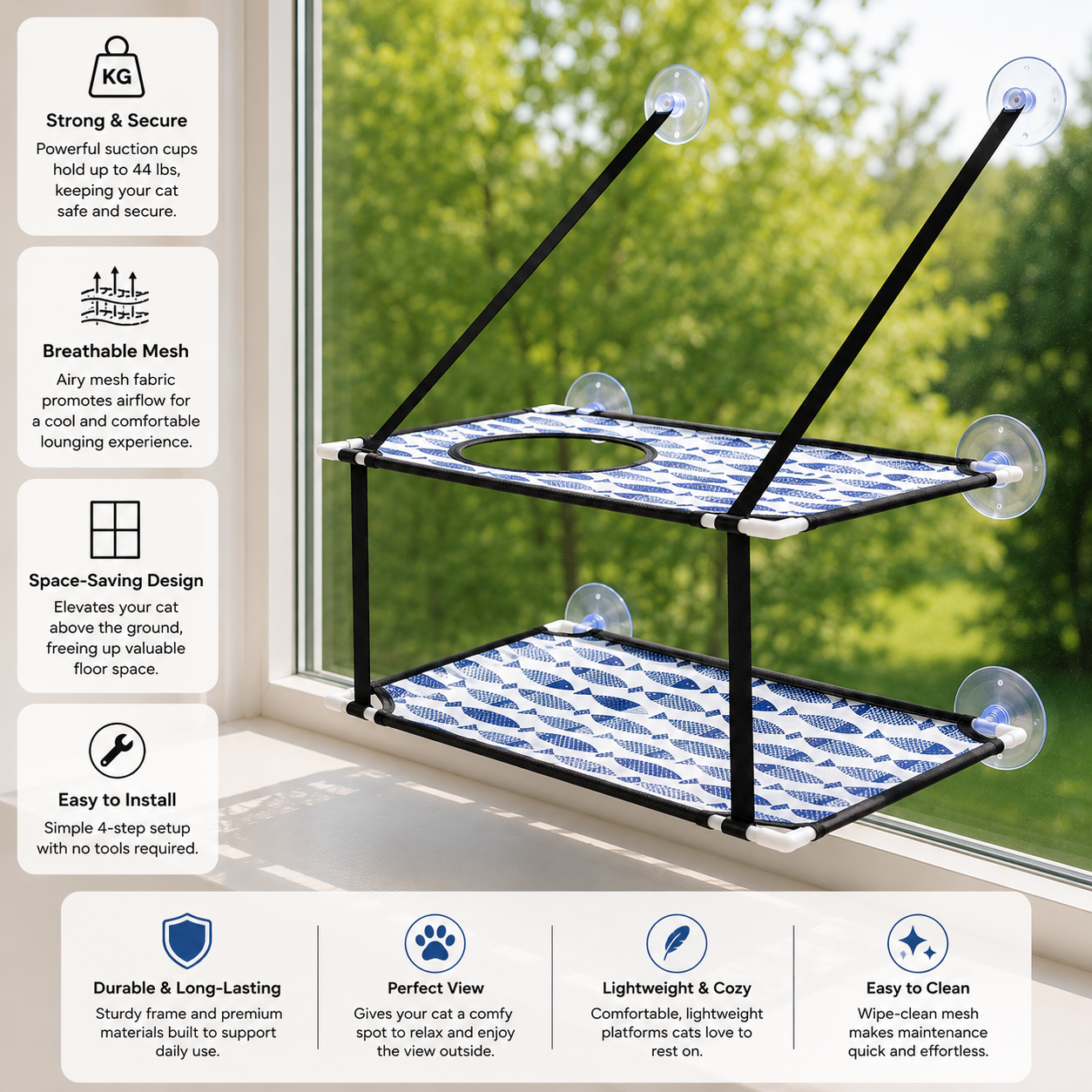 Double Layer Window Cat Hammock