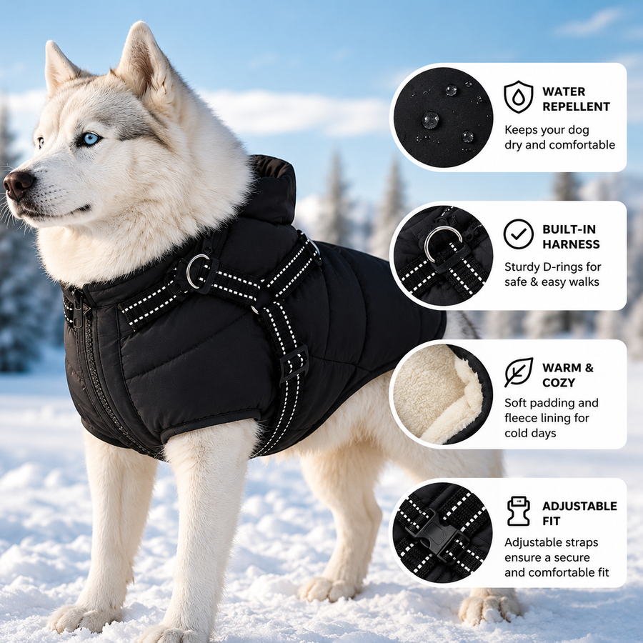 Dog Puffer Harness Vest Coat