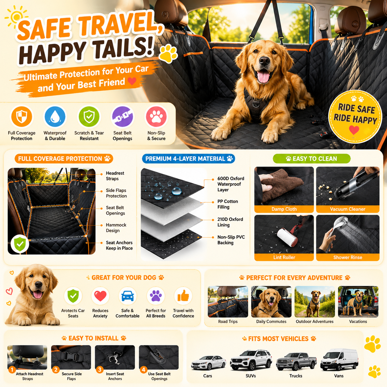 Dog Car Seat Cover Hammock