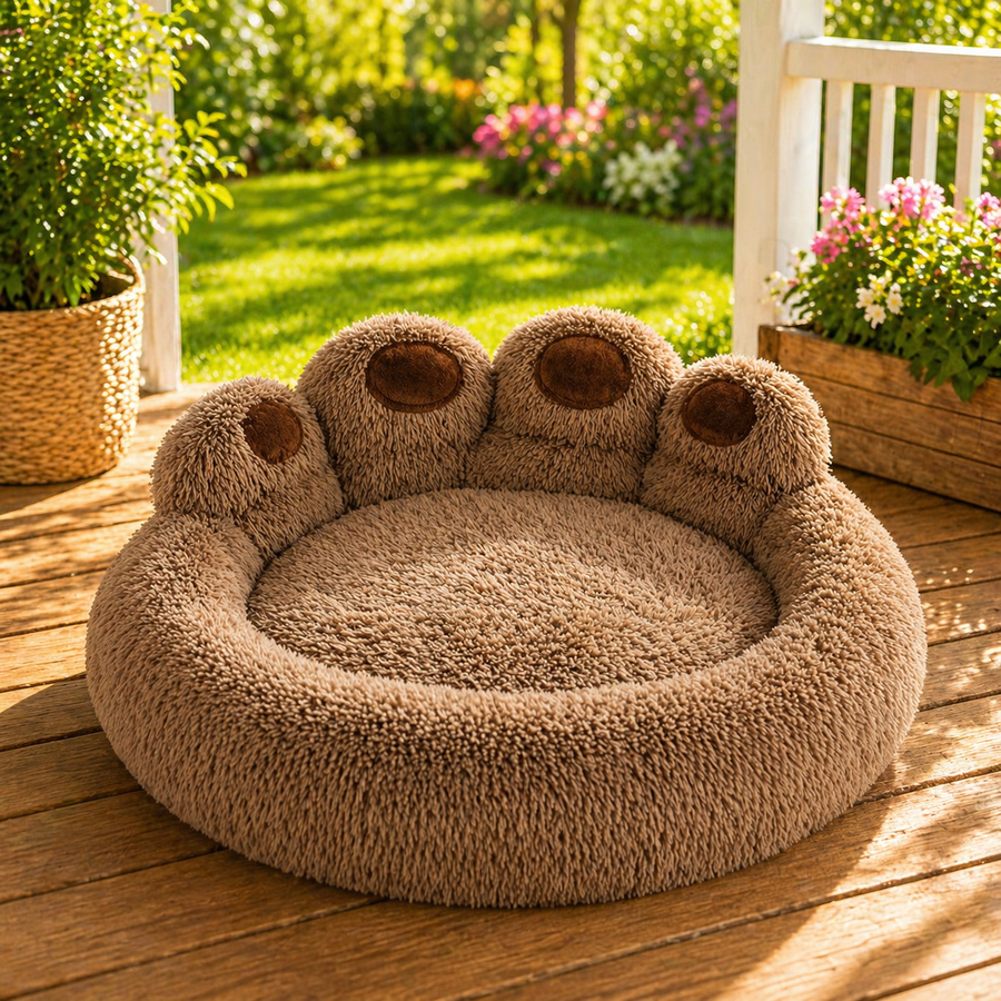 Calming Plush Paw Dog Bed