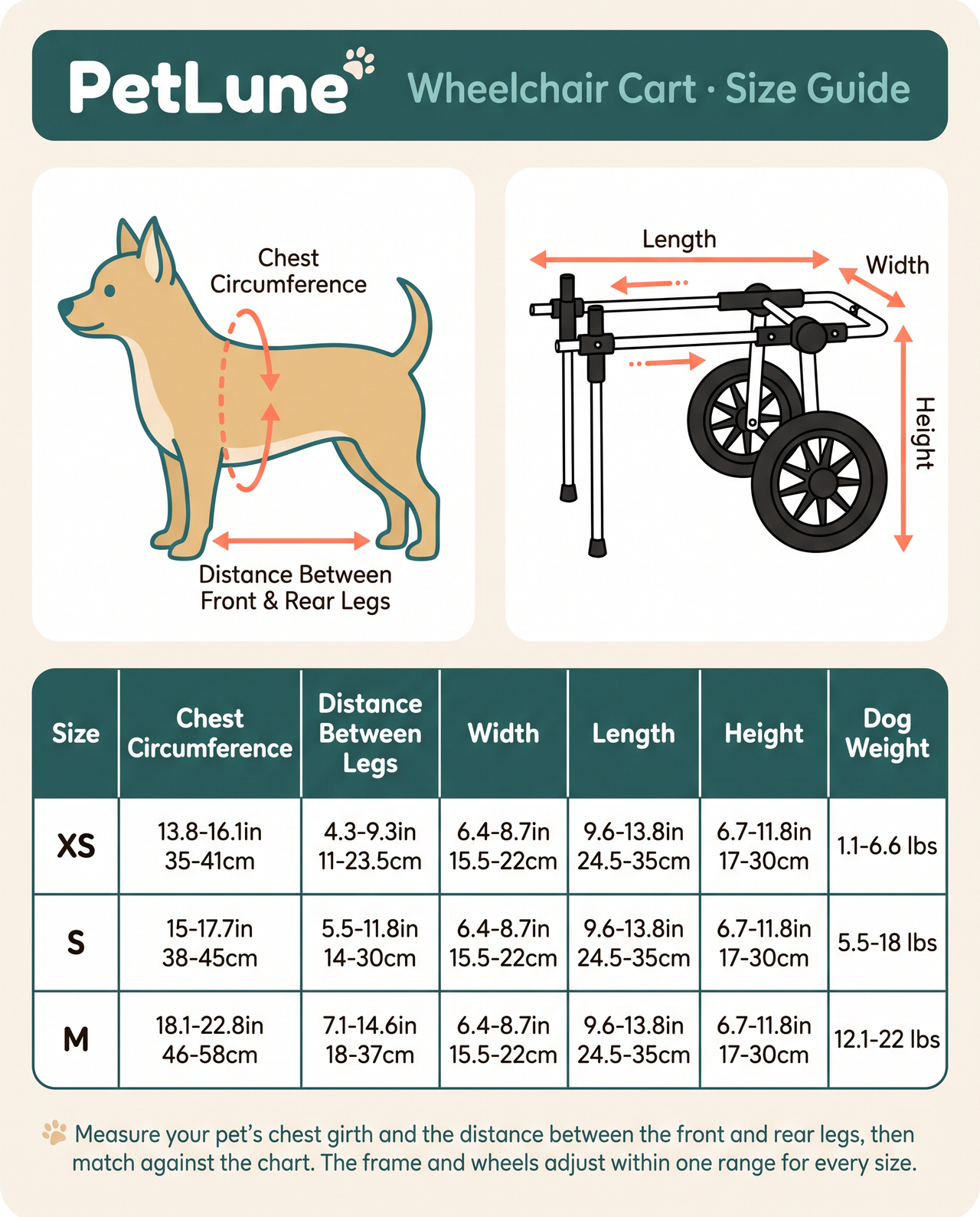 Adjustable Pet Wheelchair Cart