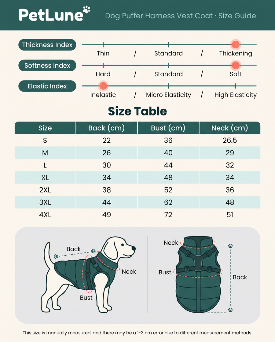 Dog Puffer Harness Vest Coat