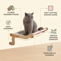 Wooden Cat Hammock Hanging Bed feature infographic