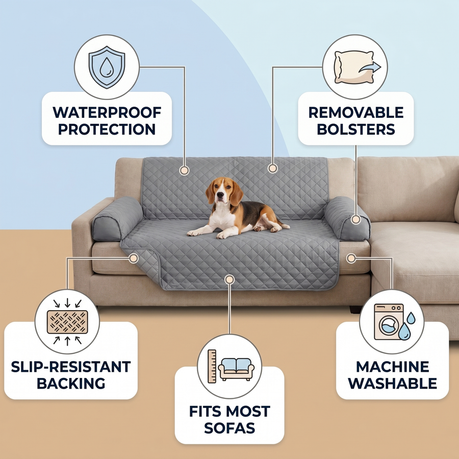 Waterproof Sofa Cover Dog Bed feature infographic