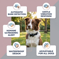 Waterproof Ultrasonic Anti-Bark Collar feature infographic