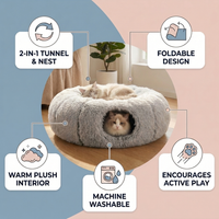 Plush Cat Tunnel & Sleeping Nest