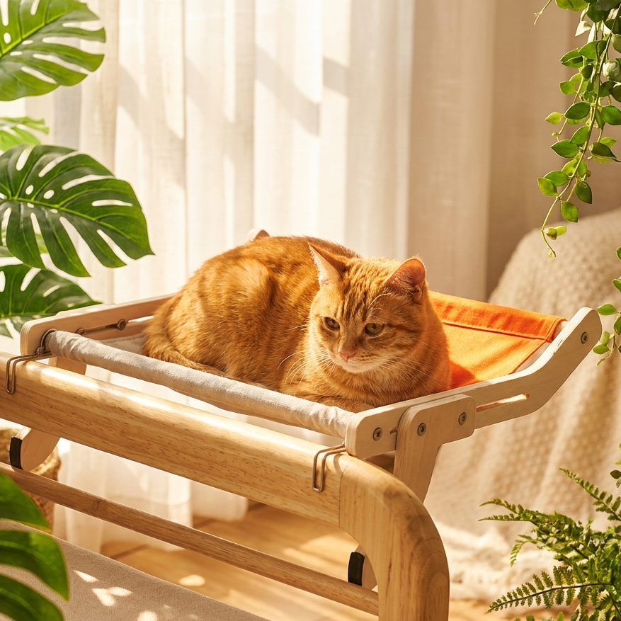 Wooden Cat Hammock Bed